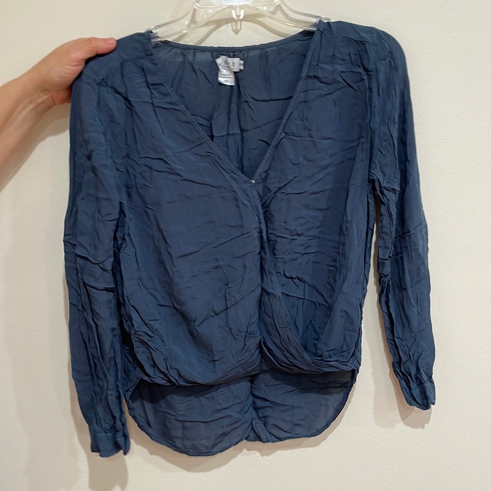 Anthropologie shirt XS Petite cobalt blue